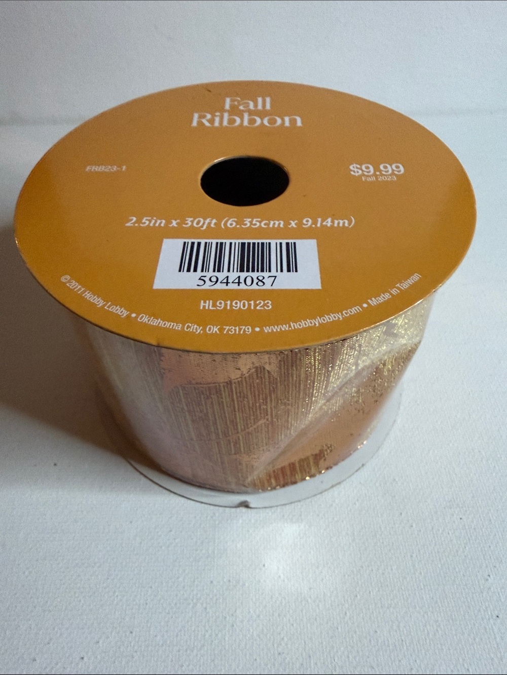 Hobby Lobby Metallic Gold Fall Ribbon Spool